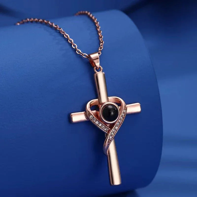 Women's 'I Love You' Projection Cross Pendant Necklace  Pre2brand