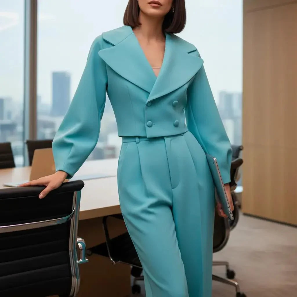 Women's Lapel Jacket & High-Waist Pants Suit  Pre2brand
