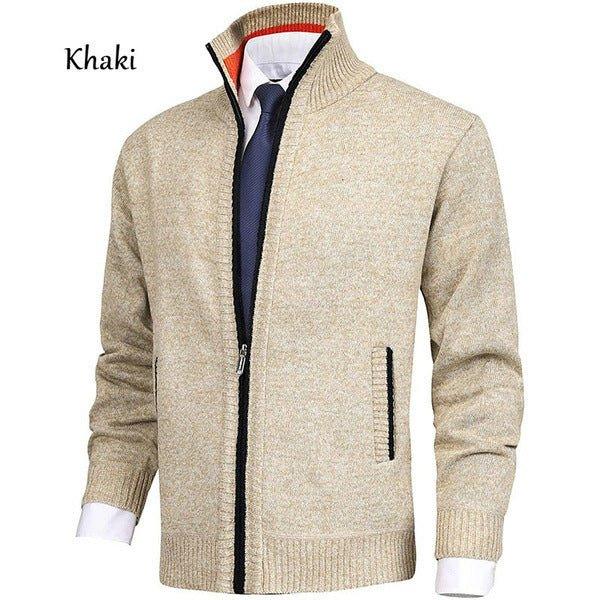 Men'S Solid Color Stand Collar Cardigan Sweaters Coat  Pre2brand