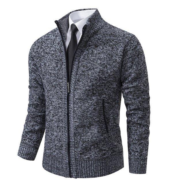 Men'S Solid Color Stand Collar Cardigan Sweaters Coat  Pre2brand