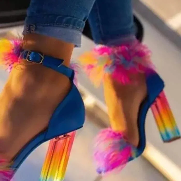 Women's Rainbow Crystal Stiletto Sandals  Pre2brand