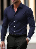 Men's Solid Color Long Sleeve Dress Shirt  Pre2brand