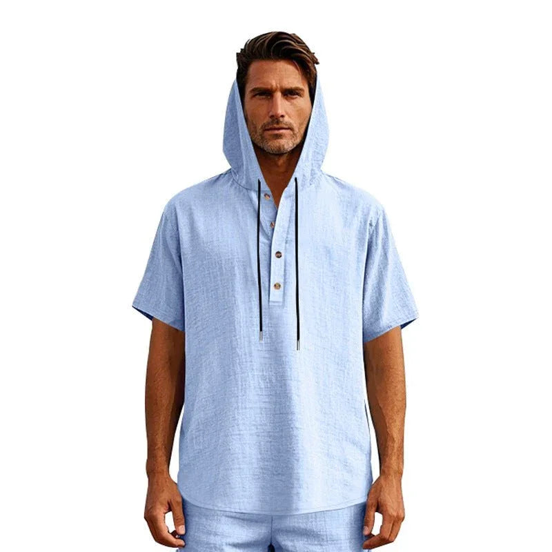 European And American Linen Short-Sleeved Men'S T-Shirt Simple  Pre2brand