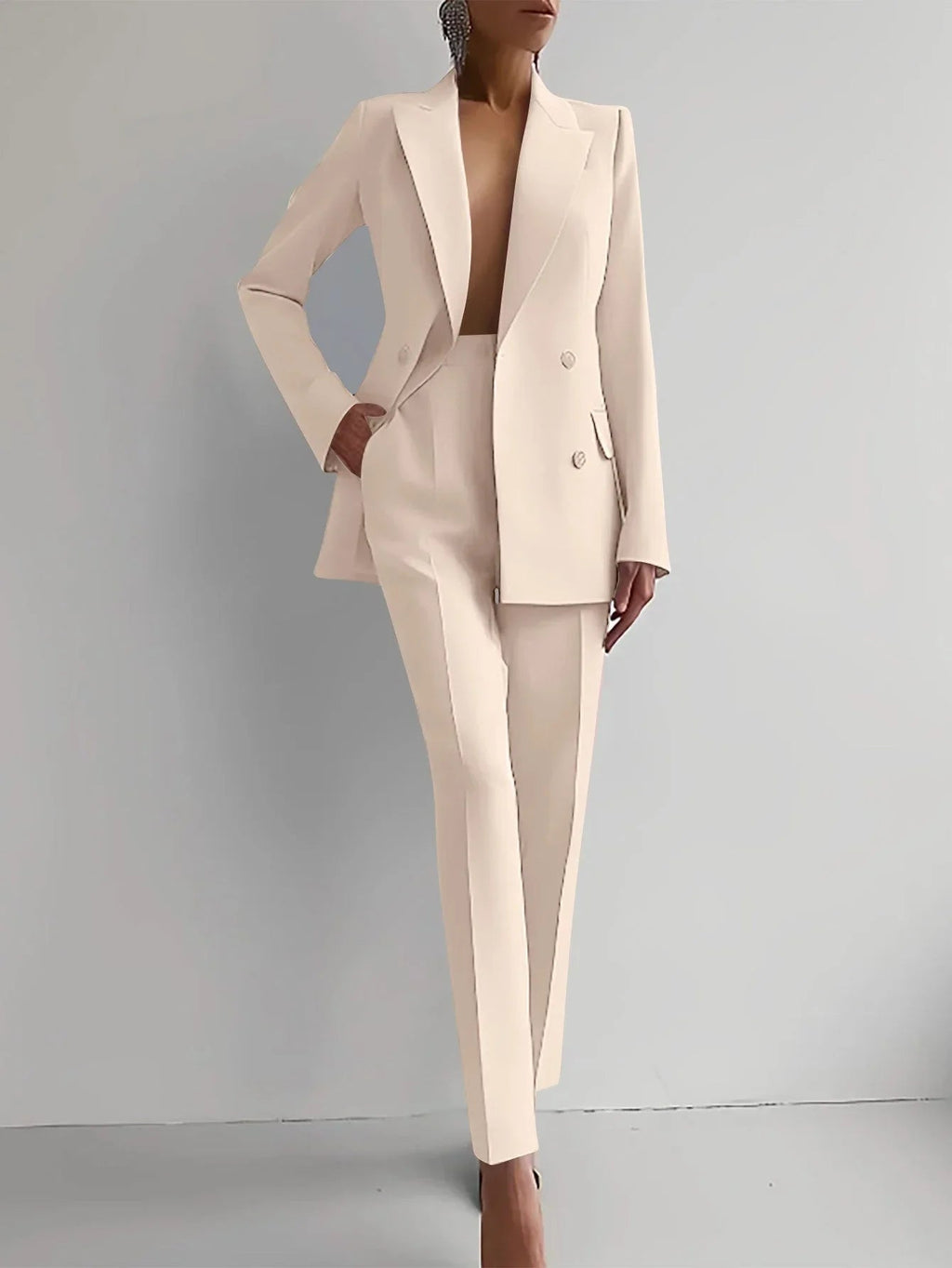 Single-Breasted Jacket Top And Slim Fit Trousers Wome Suits  Pre2brand