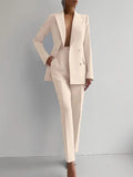 Single-Breasted Jacket Top And Slim Fit Trousers Wome Suits  Pre2brand