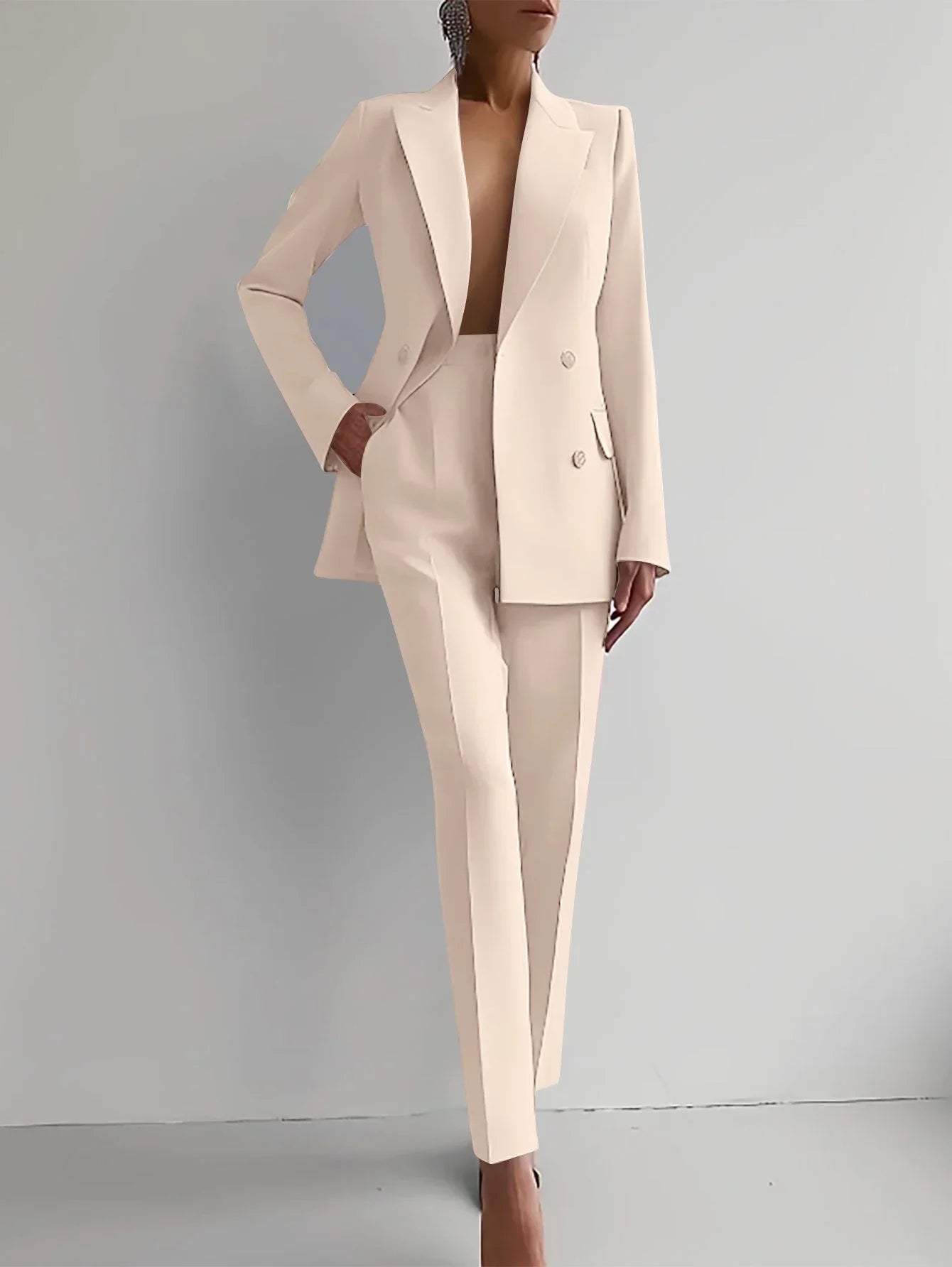 Single-Breasted Jacket Top And Slim Fit Trousers Wome Suits  Pre2brand