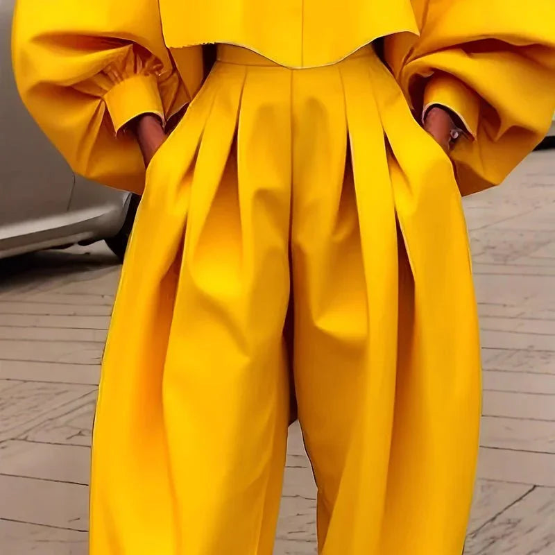 Women'S Casual Work 2 Piece Set Bell Long Sleeve Shirt Harem Pant Outfits  Pre2brand