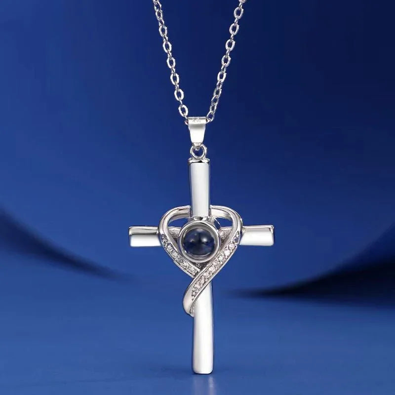 Women's 'I Love You' Projection Cross Pendant Necklace  Pre2brand