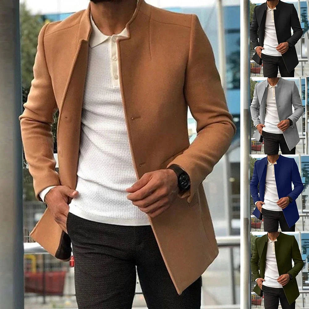 Men'S Slim Coat Fashion Single-Breasted Solid Color Business Jackets Fall And Winter Tops Outwear Clothing  Pre2brand