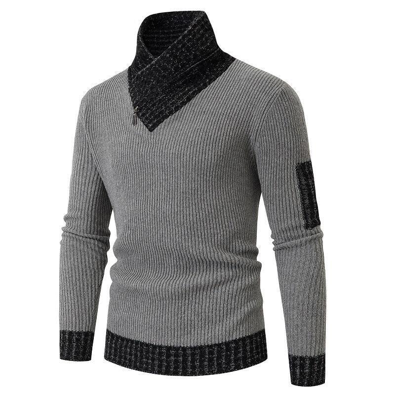 Independent Station Casual Slim Knit Pullover Long-Sleeved Scarf Collar Sweater Men'S  Pre2brand