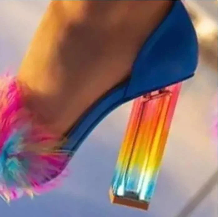 Women's Rainbow Crystal Stiletto Sandals  Pre2brand