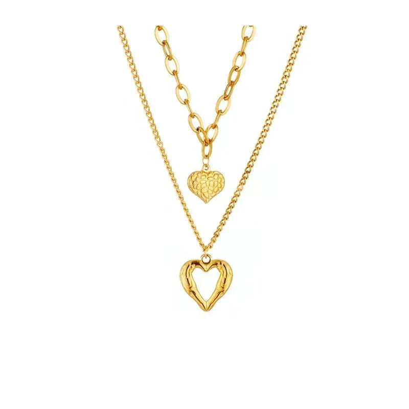 Women's Angel Wings Double Heart Love Necklace Set  Pre2brand