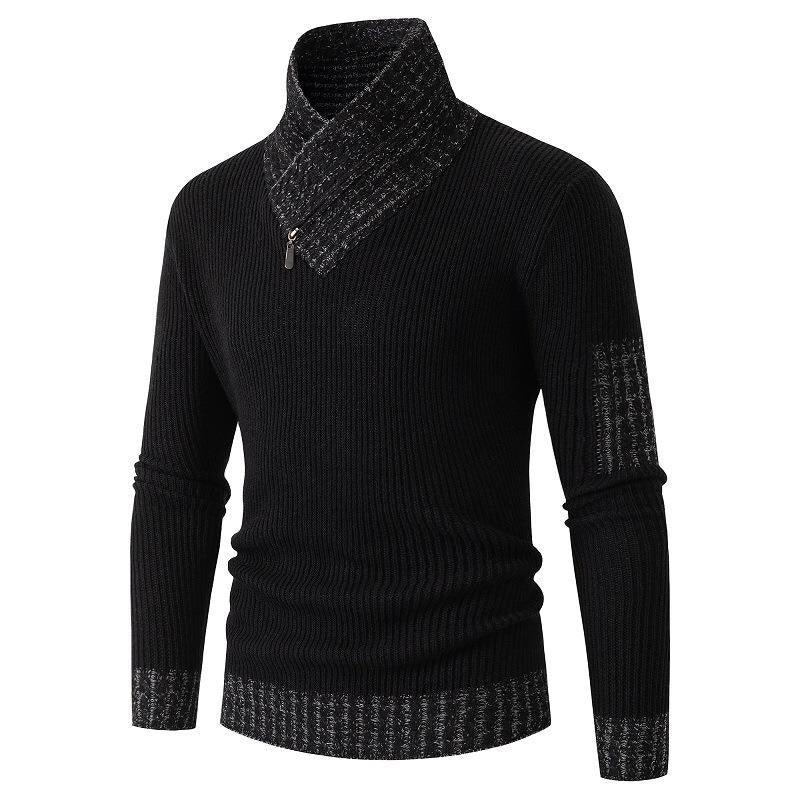 Independent Station Casual Slim Knit Pullover Long-Sleeved Scarf Collar Sweater Men'S  Pre2brand