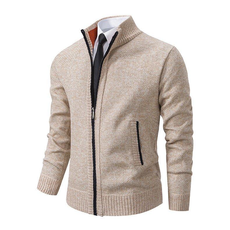 Men'S Solid Color Stand Collar Cardigan Sweaters Coat  Pre2brand