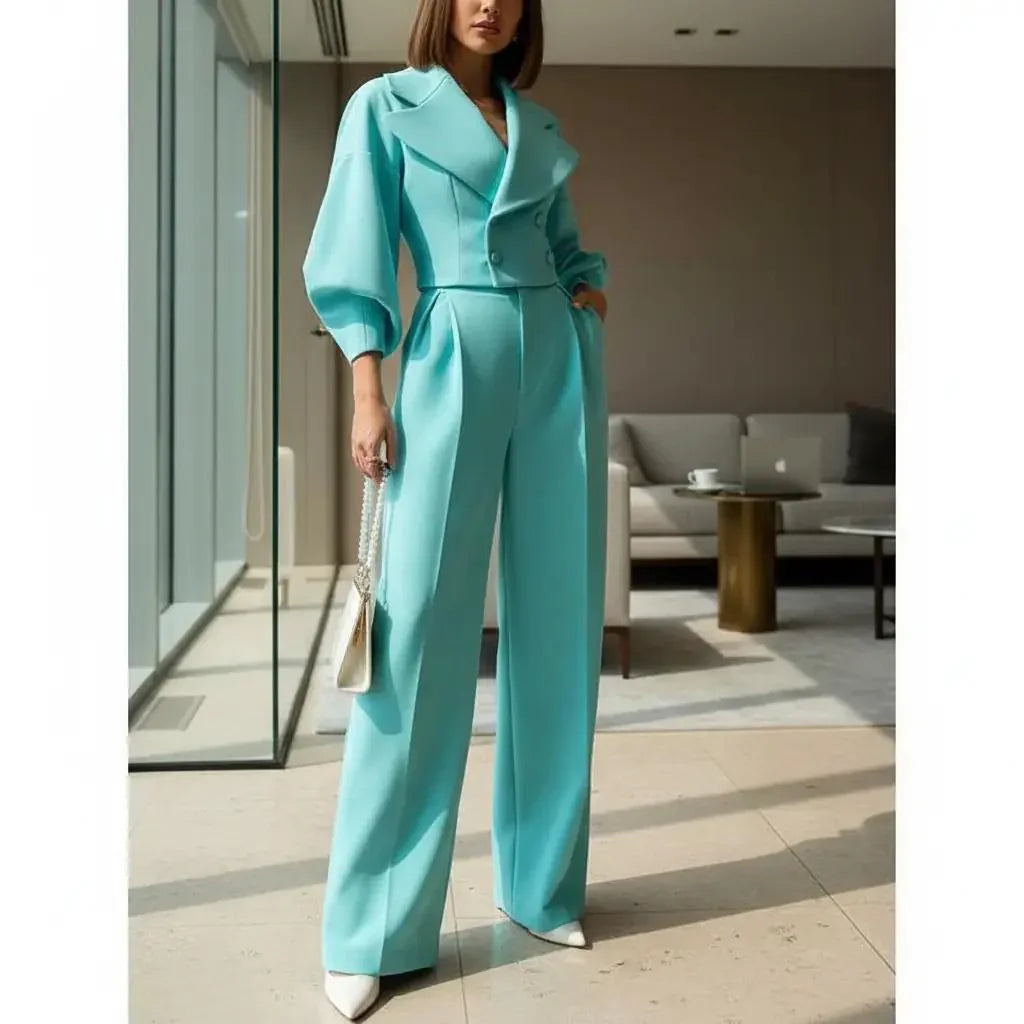 Women's Lapel Jacket & High-Waist Pants Suit  Pre2brand