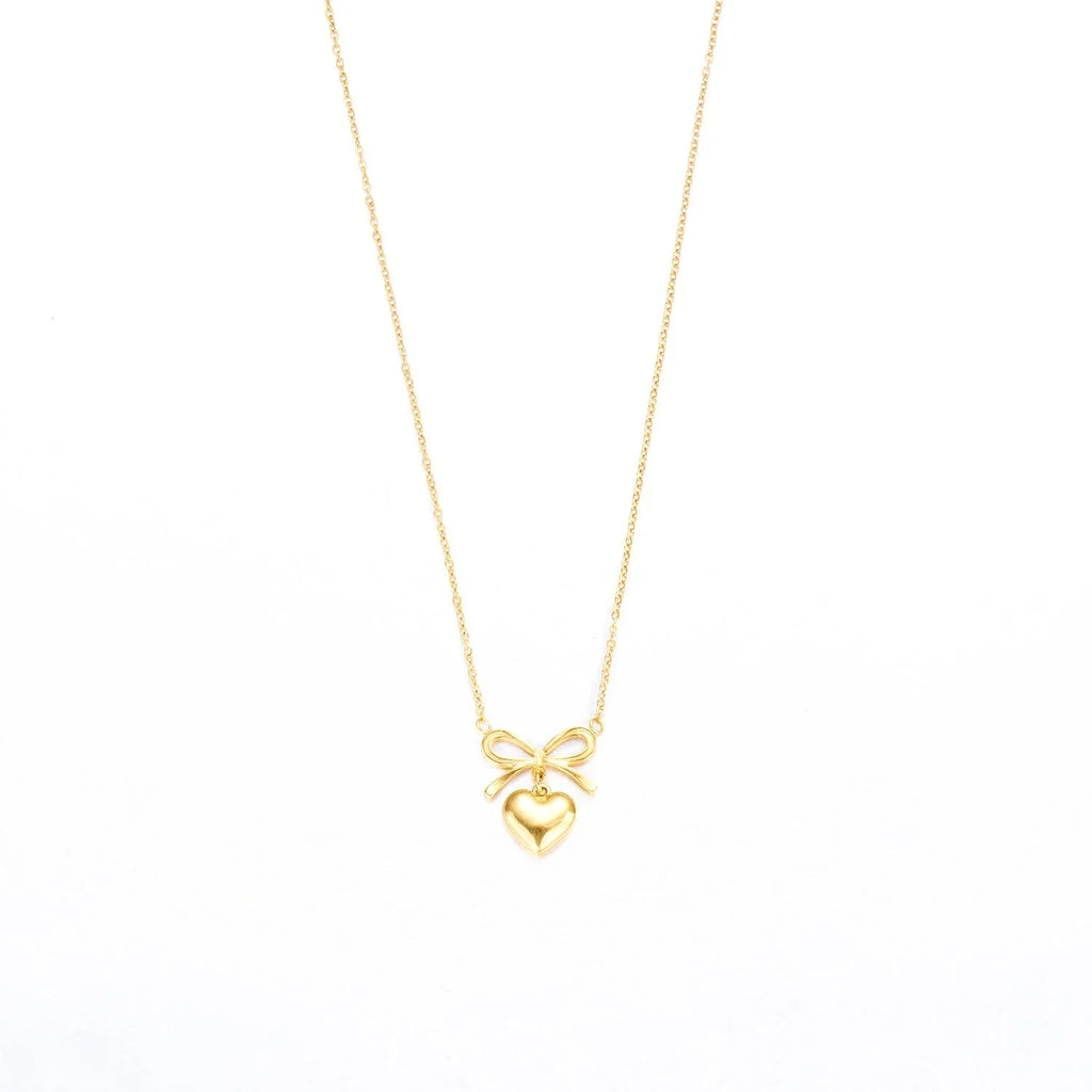 Women's Stainless Steel Heart Bowknot Choker Necklace  Pre2brand