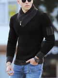 Independent Station Casual Slim Knit Pullover Long-Sleeved Scarf Collar Sweater Men'S  Pre2brand