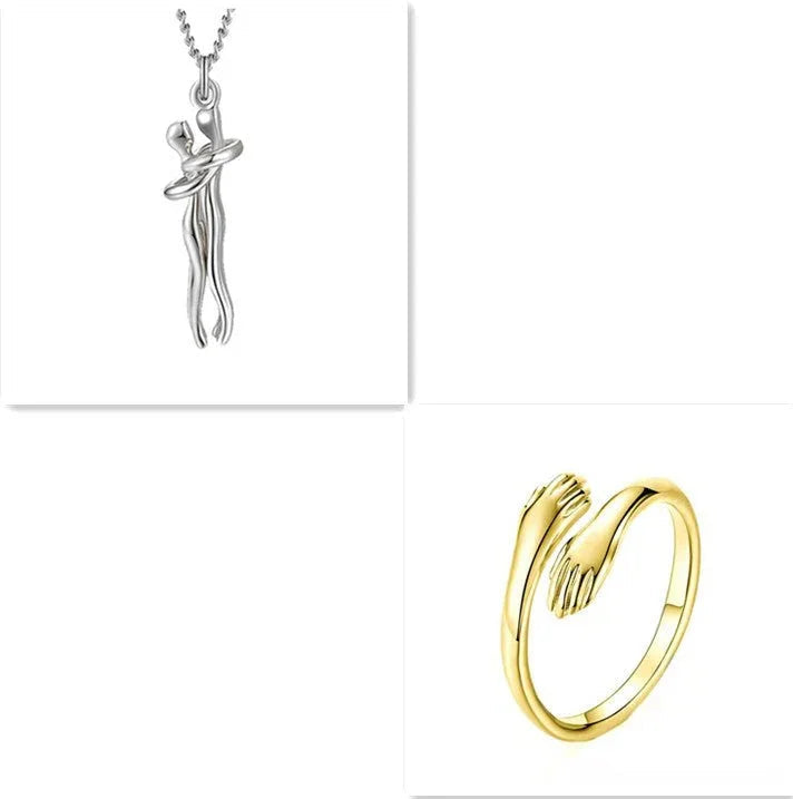Unisex Love Hug Couple Clavicle Chain Necklace  Pre2brand