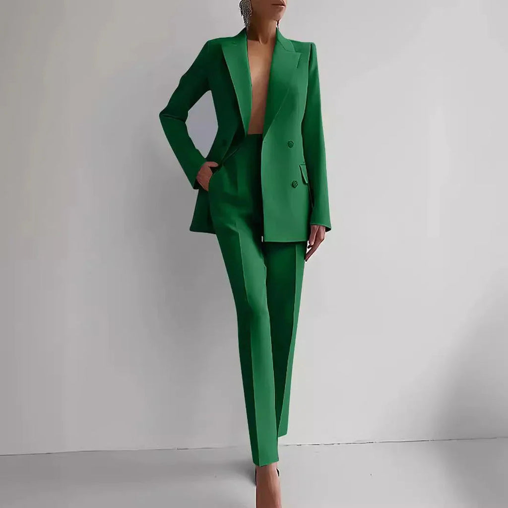 Single-Breasted Jacket Top And Slim Fit Trousers Wome Suits  Pre2brand