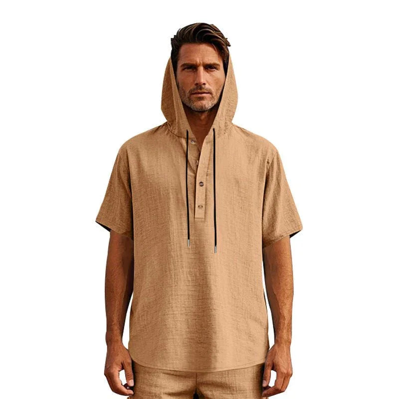 European And American Linen Short-Sleeved Men'S T-Shirt Simple  Pre2brand