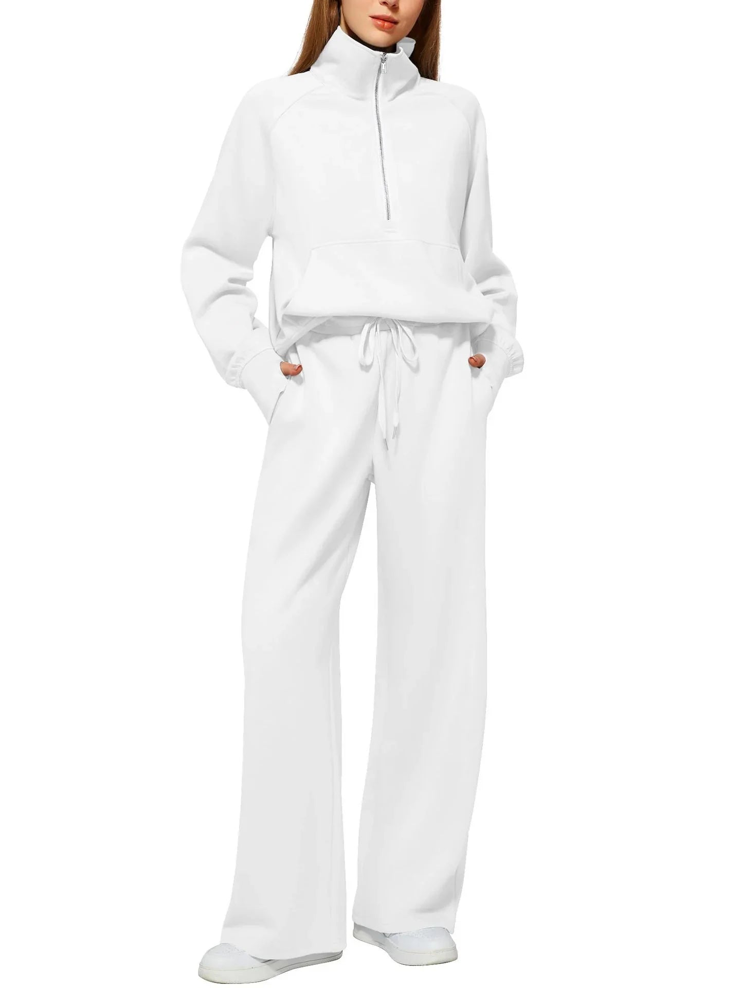 Women's Half-Zip Sweatshirt & Wide-Leg Pants Set  Pre2brand