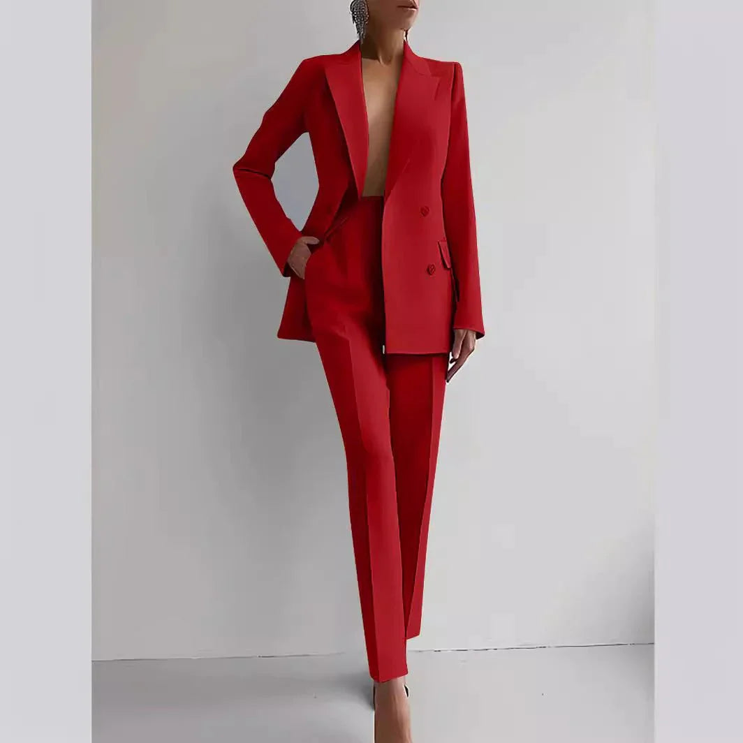 Single-Breasted Jacket Top And Slim Fit Trousers Wome Suits  Pre2brand