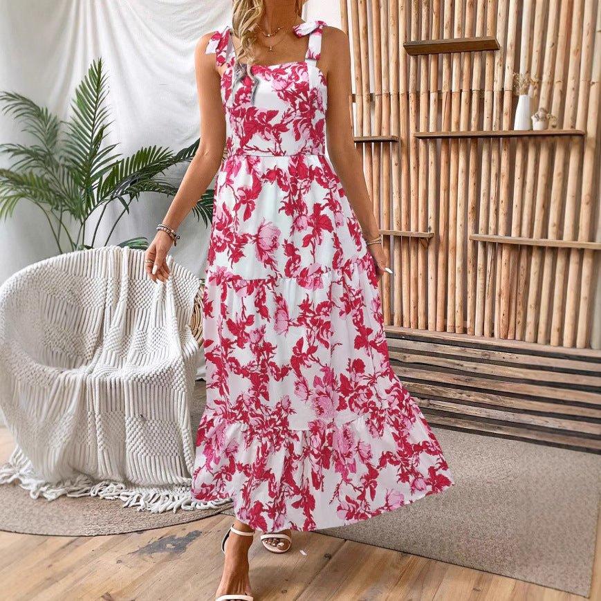Women's Sleeveless Lace Print Midi Dress  Pre2brand