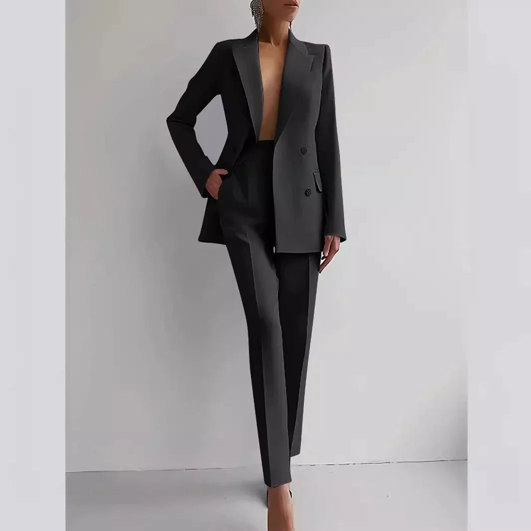Single-Breasted Jacket Top And Slim Fit Trousers Wome Suits  Pre2brand