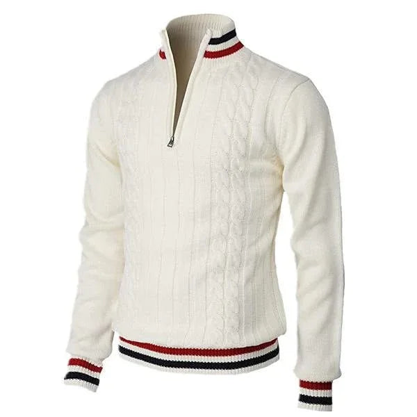 Spring And Autumn New Color Blocked High Necked Knitted Shirt  Pre2brand