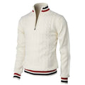 Spring And Autumn New Color Blocked High Necked Knitted Shirt  Pre2brand