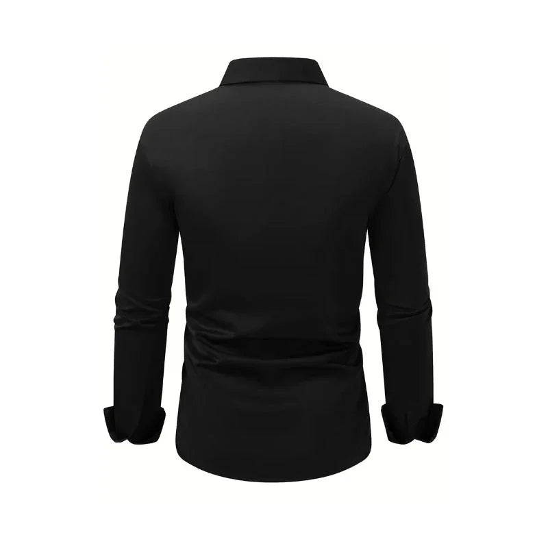 Men's Solid Color Long Sleeve Dress Shirt  Pre2brand