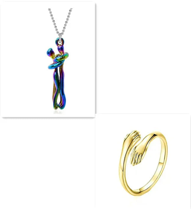 Unisex Love Hug Couple Clavicle Chain Necklace  Pre2brand