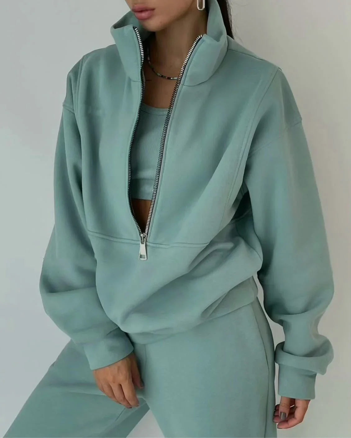 Women'S Fashion Fleece Solid Color Sports Casual Suit  Pre2brand
