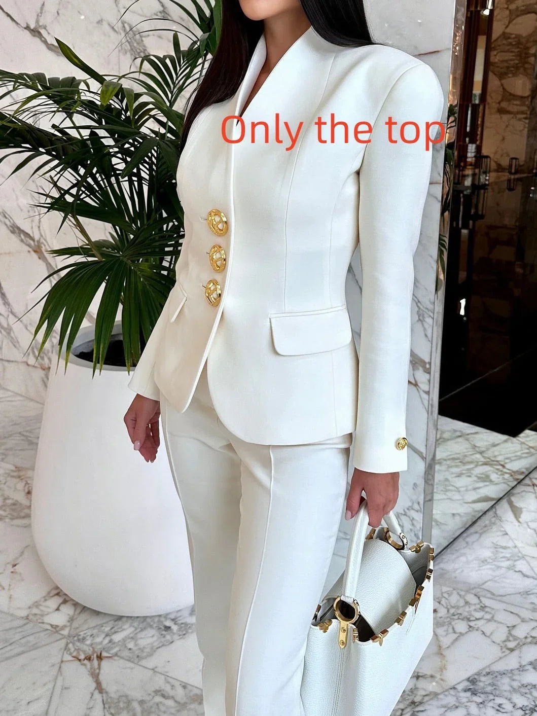 Solid Color Single-Breasted Blazer & High-Waisted Pants Set  Pre2brand