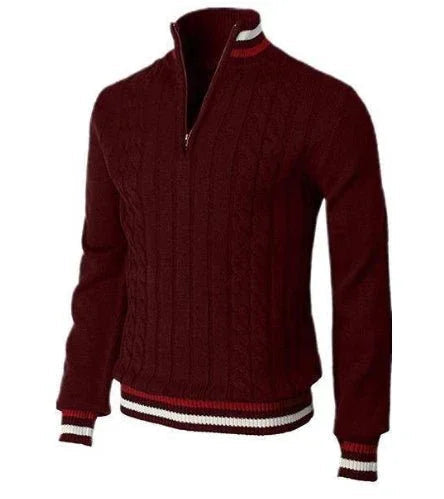 Spring And Autumn New Color Blocked High Necked Knitted Shirt  Pre2brand