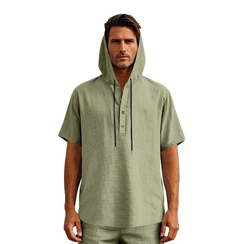 European And American Linen Short-Sleeved Men'S T-Shirt Simple  Pre2brand