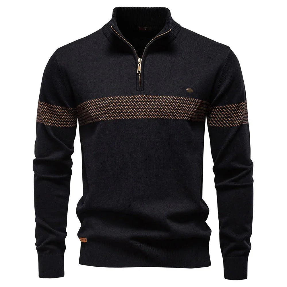 Mens Casual Half-Collar Zip-Up Sweater Top  Pre2brand