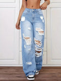 Women's Washed Ripped Straight Jeans  Pre2brand