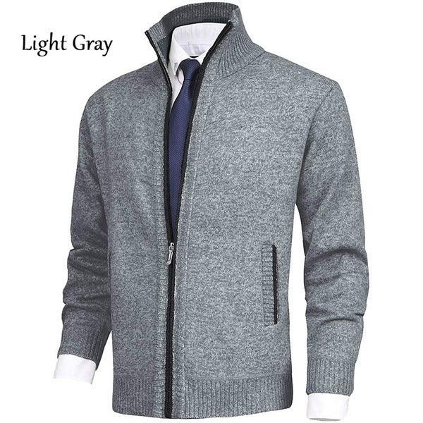 Men'S Solid Color Stand Collar Cardigan Sweaters Coat  Pre2brand