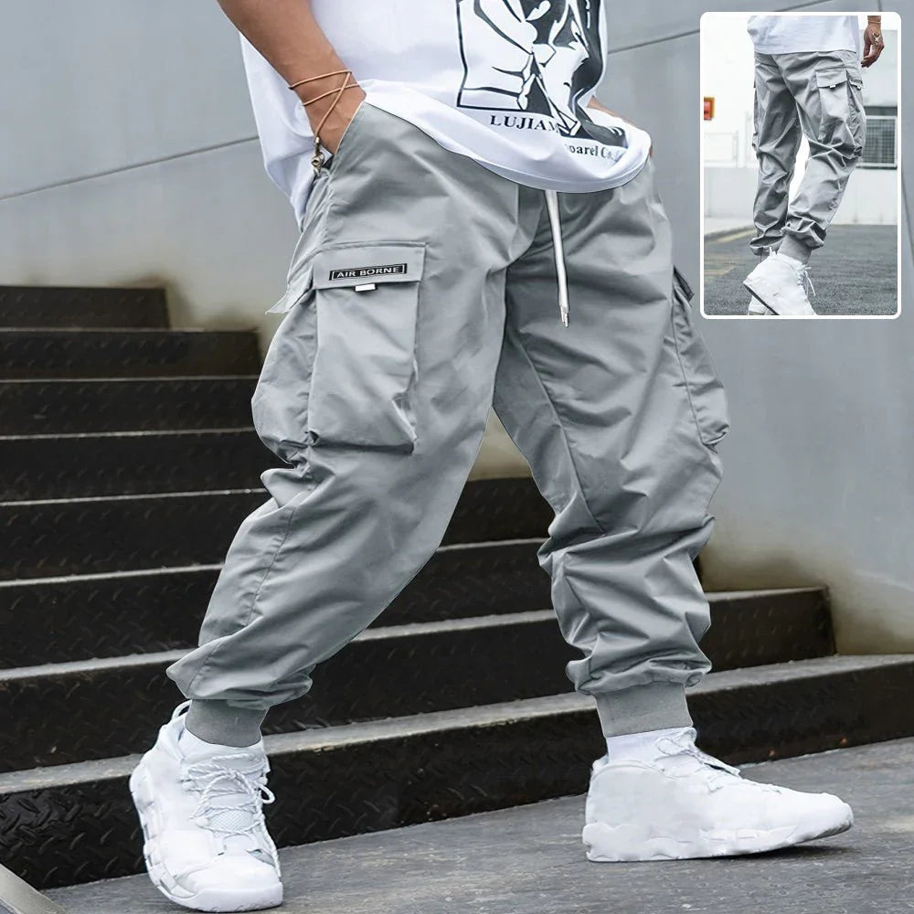 Men’S Multi-Pocket Cargo Pants – Drawstring Streetwear Trousers  Pre2brand