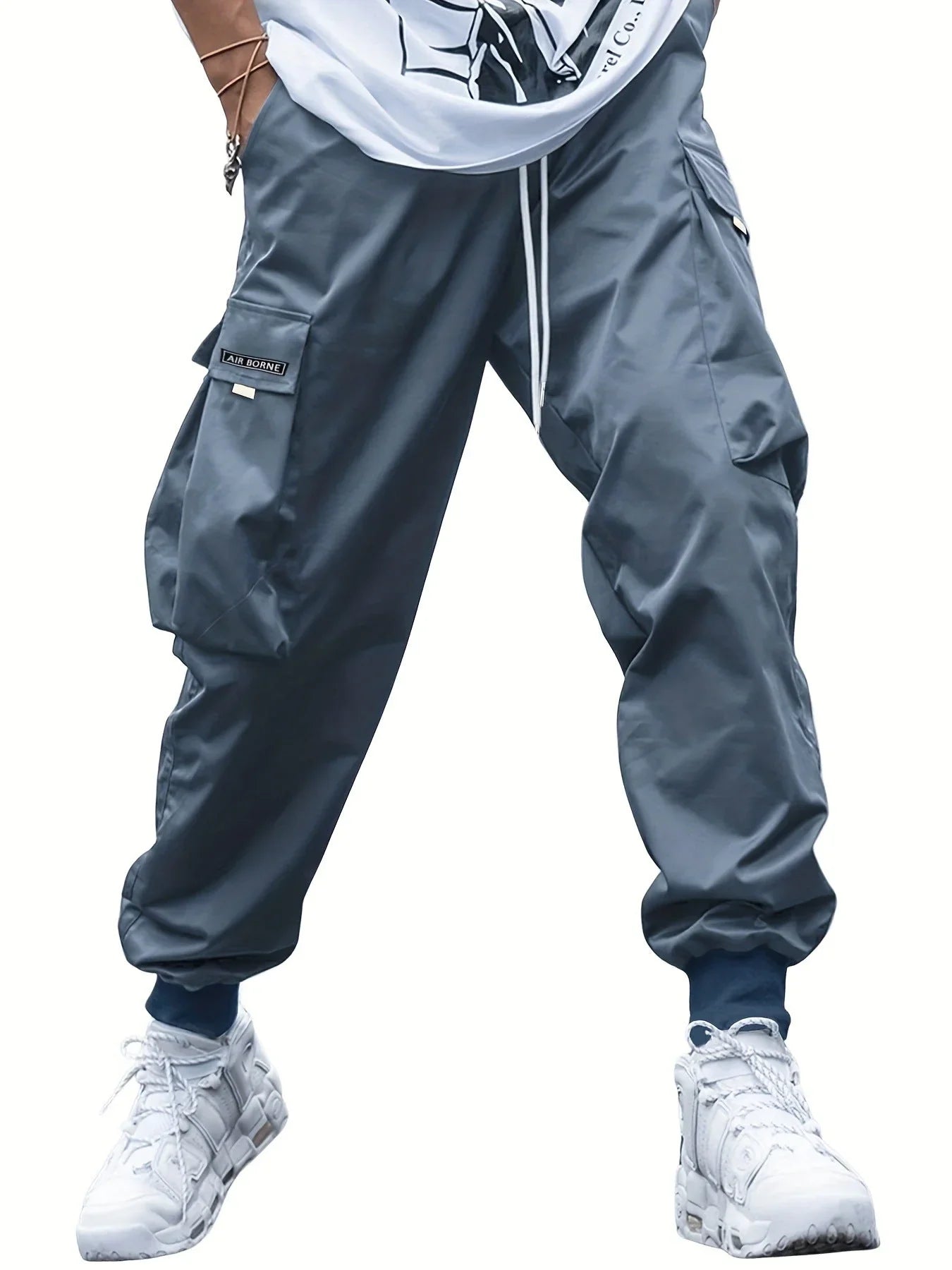 Men’S Multi-Pocket Cargo Pants – Drawstring Streetwear Trousers  Pre2brand