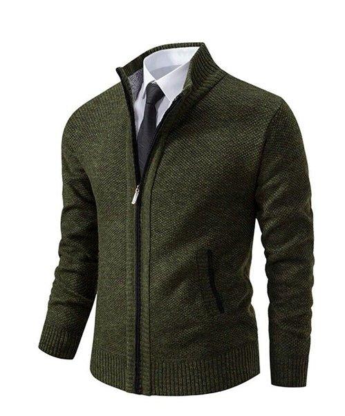 Men'S Solid Color Stand Collar Cardigan Sweaters Coat  Pre2brand