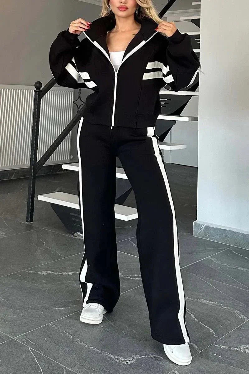 Women's Casual Zipper Coat & Trousers Set  Pre2brand