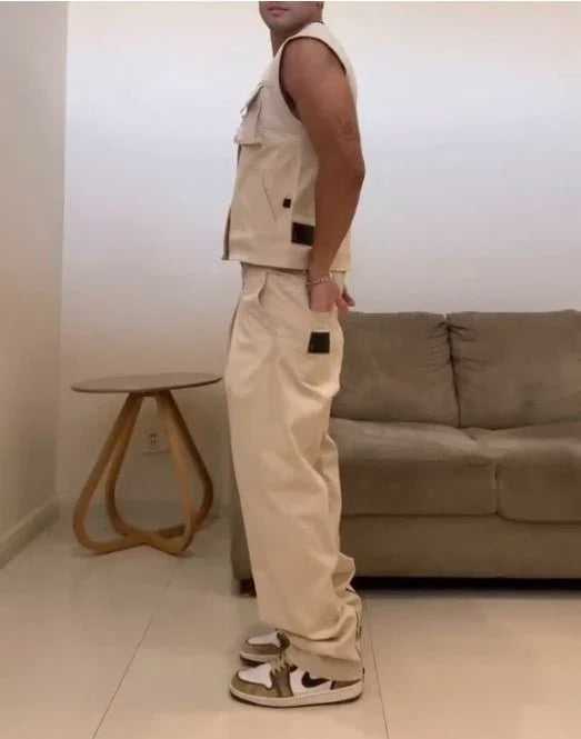 Men'S Fashion Work Vest 2-Piece Set  Pre2brand
