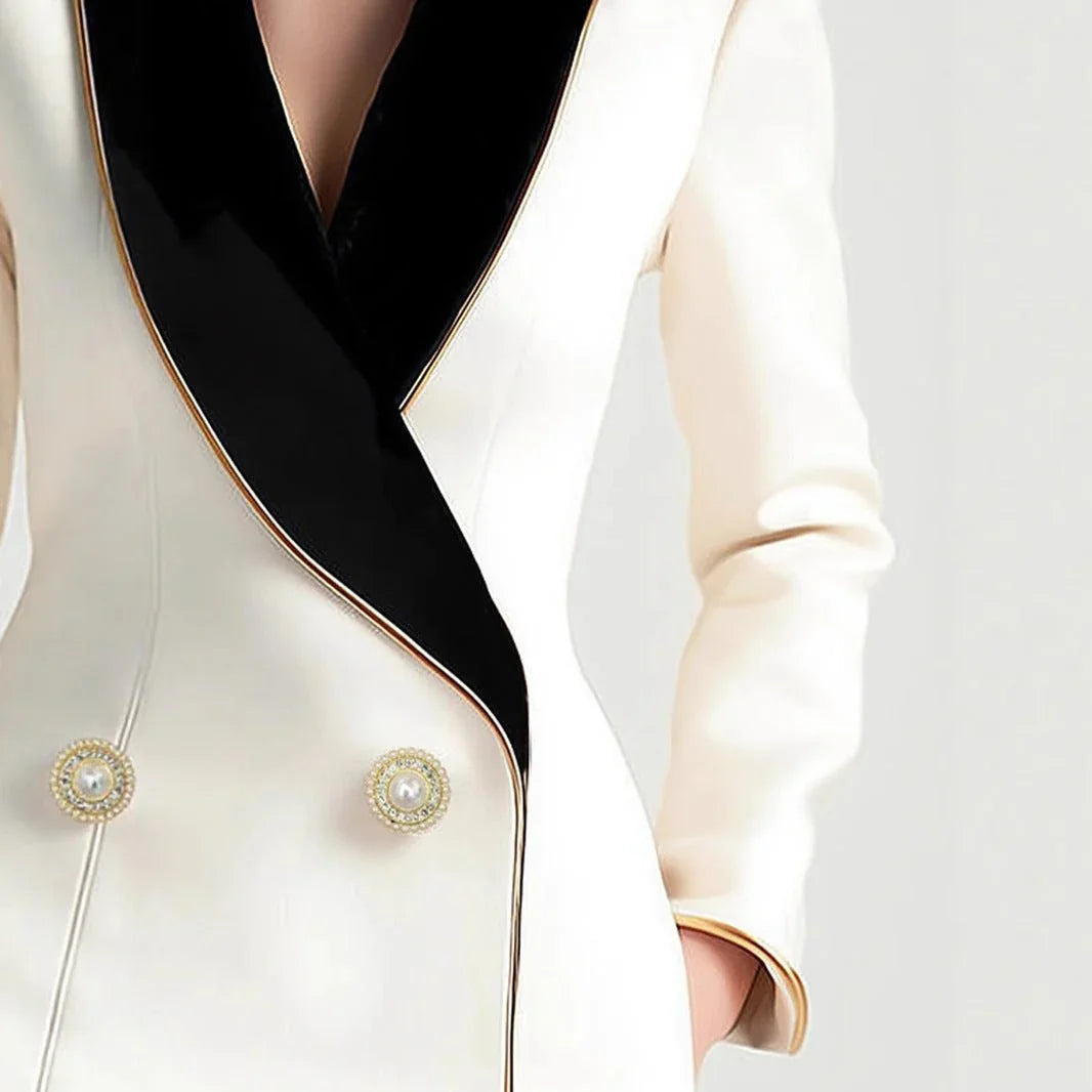 Fashion Irregular Women'S Golden Edge Pearl Button Long Sleeve Coat  Pre2brand