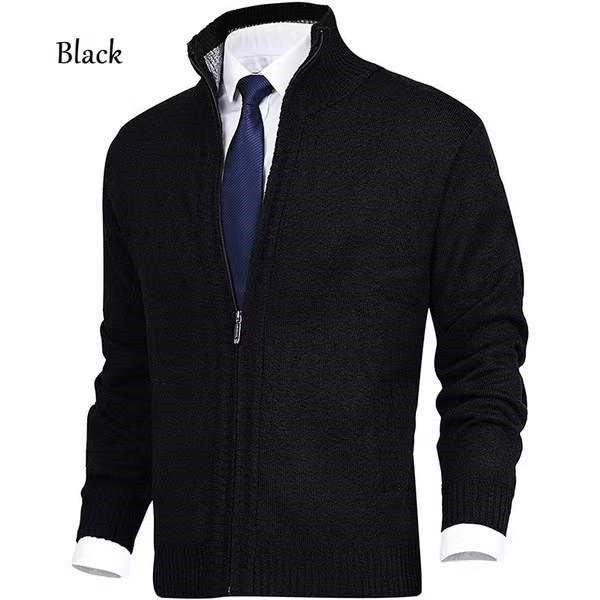 Men'S Solid Color Stand Collar Cardigan Sweaters Coat  Pre2brand