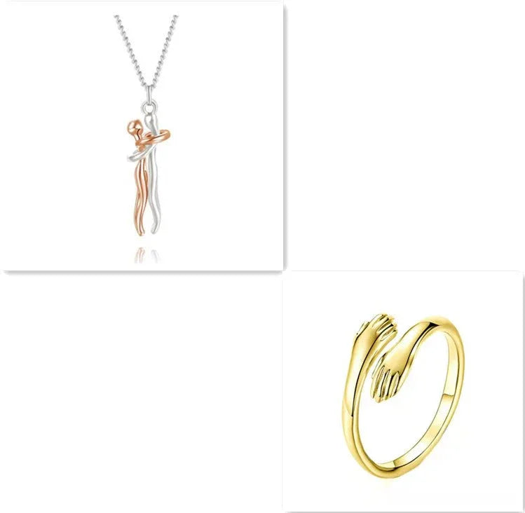 Unisex Love Hug Couple Clavicle Chain Necklace  Pre2brand