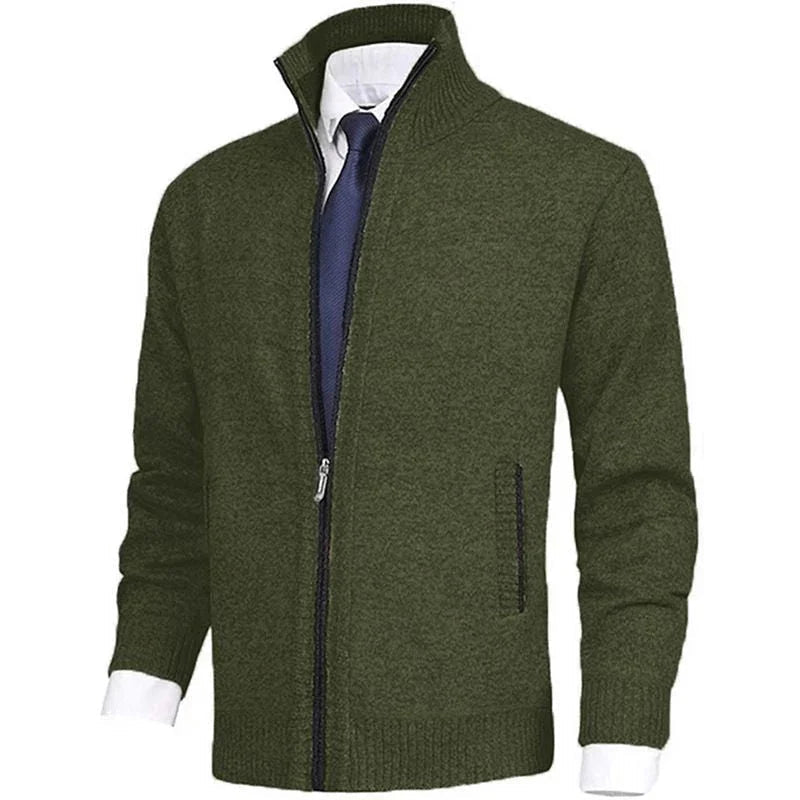 Men'S Solid Color Stand Collar Cardigan Sweaters Coat  Pre2brand