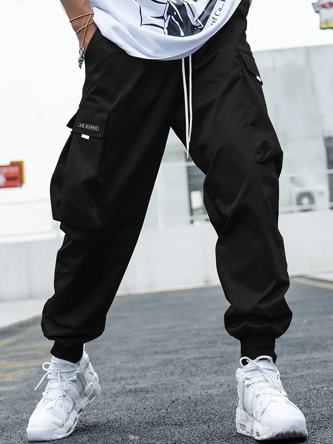 Men’S Multi-Pocket Cargo Pants – Drawstring Streetwear Trousers  Pre2brand