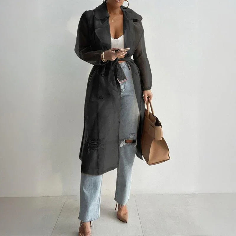 Women's Sheer Cardigan With Belt  Pre2brand